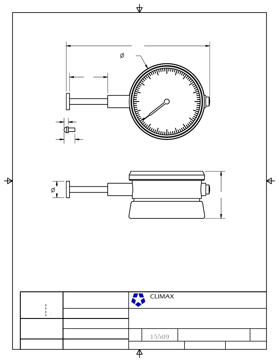 Climax, Cad/cam std, 1 1 full | Climax Magnetic Back Travel Dial Indicator User Manual | Page 2 / 2