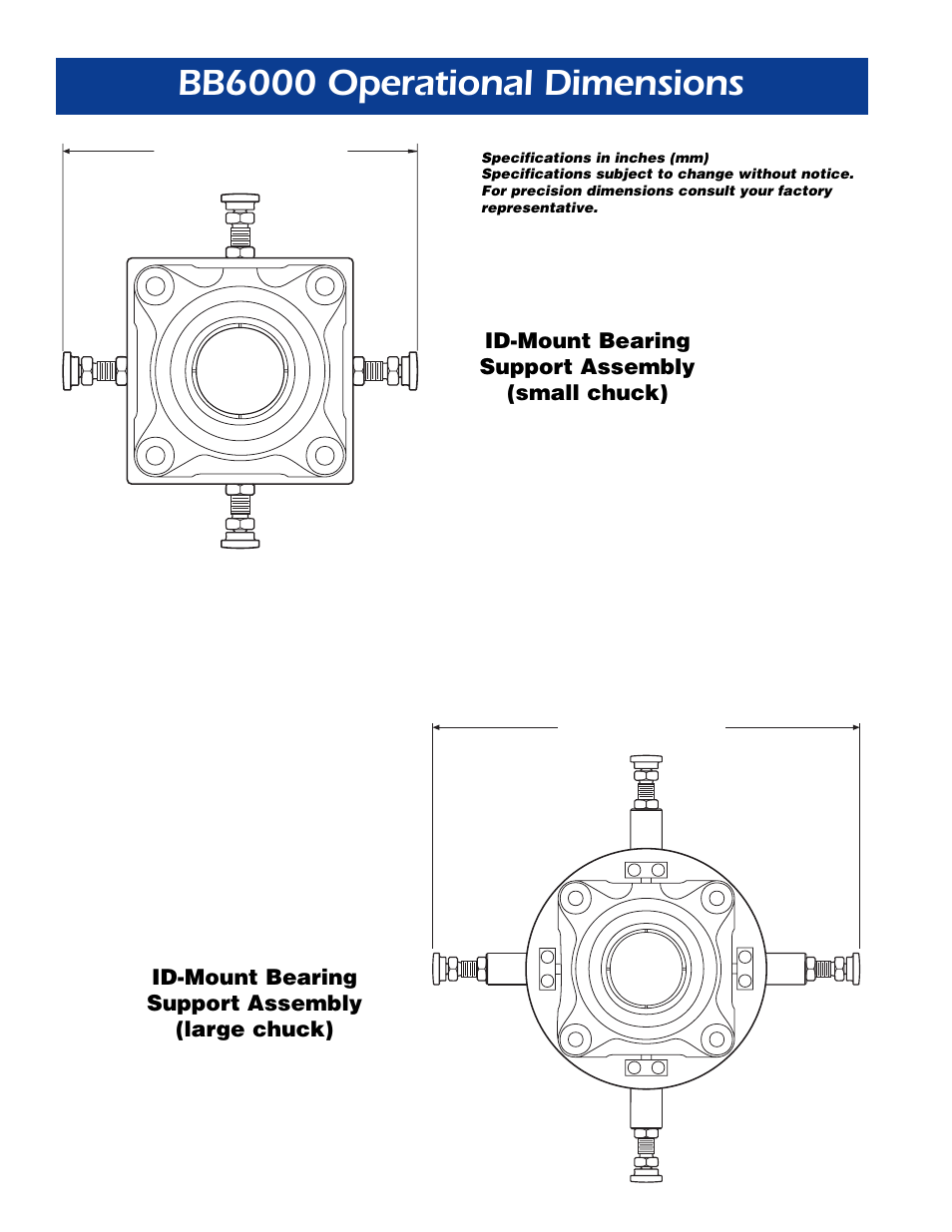 Bb6000 operational dimensions | Climax BB6000 PORTABLE LINE BORING MACHINE User Manual | Page 14 / 16