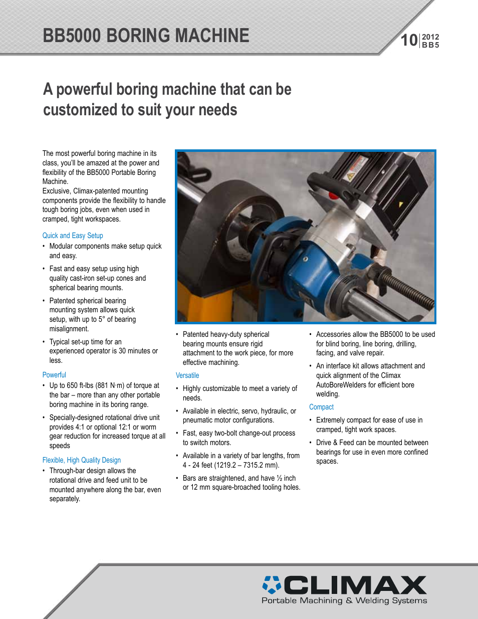Climax BB5000 LINE BORING MACHINE User Manual | 14 pages