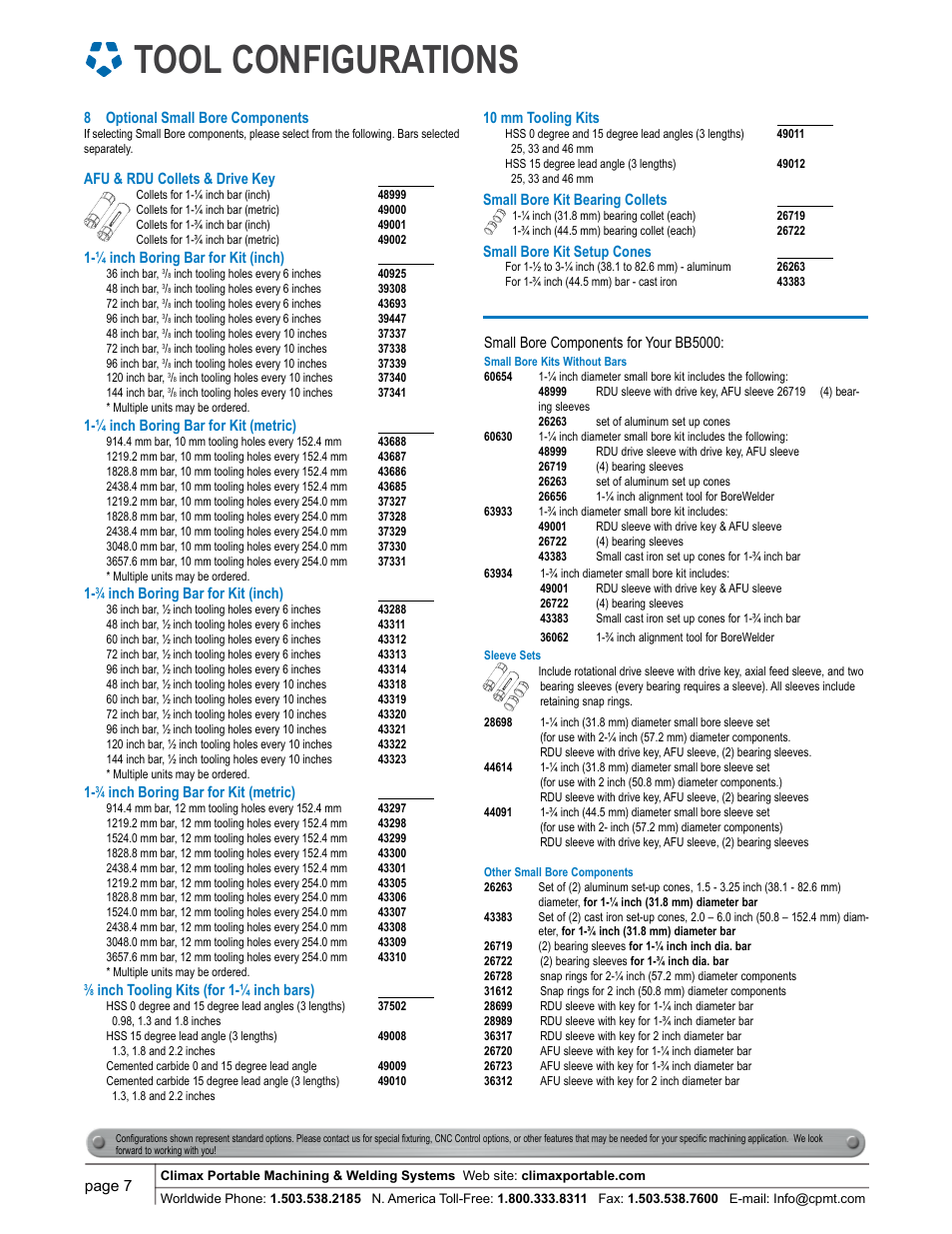 Tool configurations | Climax BB5000 LINE BORING MACHINE User Manual | Page 7 / 14