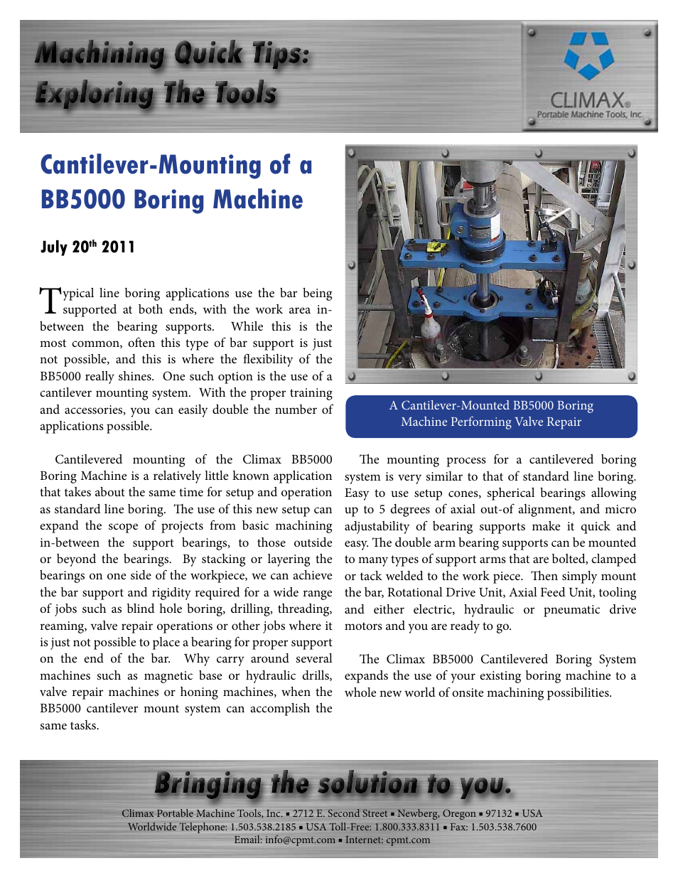 Climax BB5000 Cantilever Mounting User Manual | 1 page
