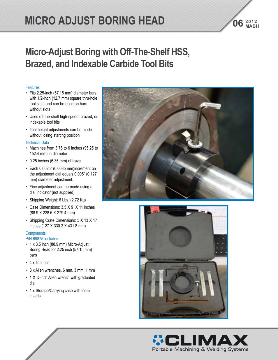 Climax BB5000 Micro Adjust Boring Head User Manual | 2 pages