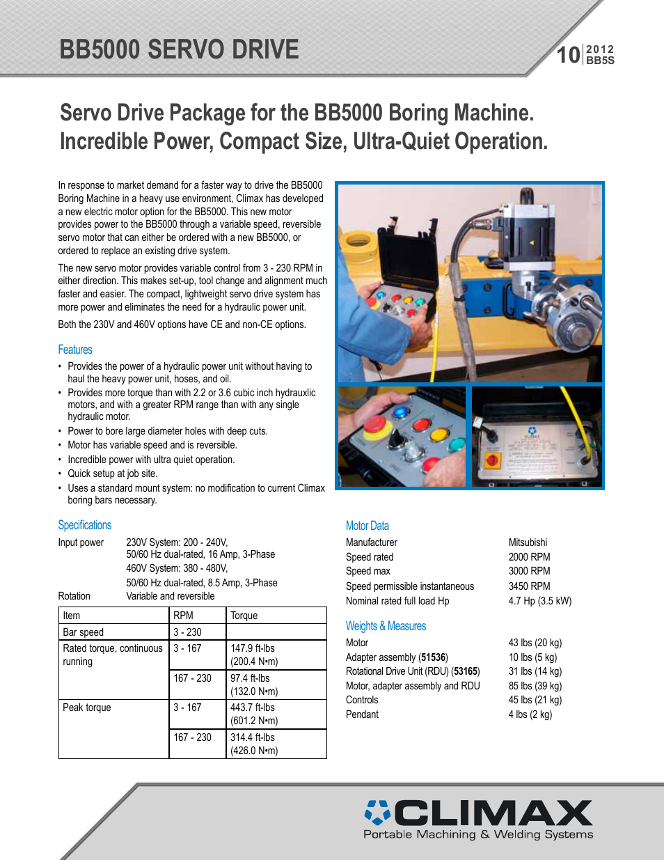 Climax BB5000 Servo Drive Package User Manual | 2 pages