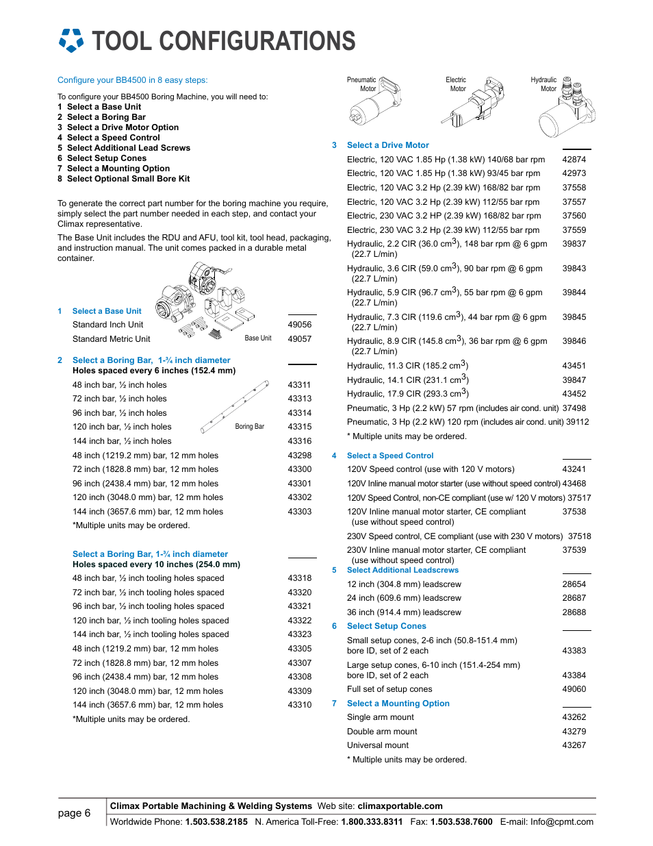 Tool configurations | Climax BB4500 LINE BORING MACHINE User Manual | Page 6 / 12