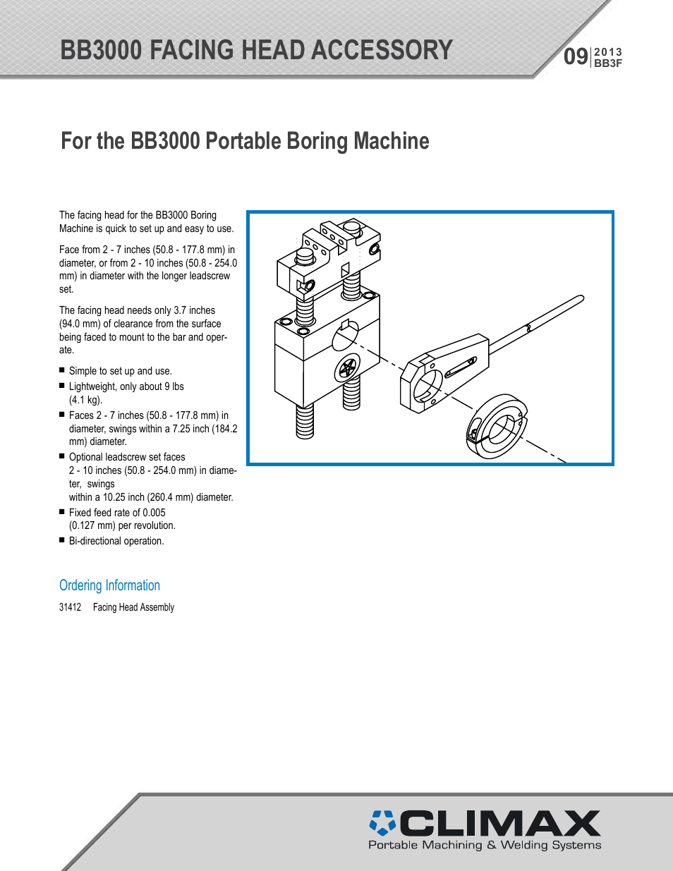 Climax BB3000 Facing Head Accessory User Manual | 2 pages