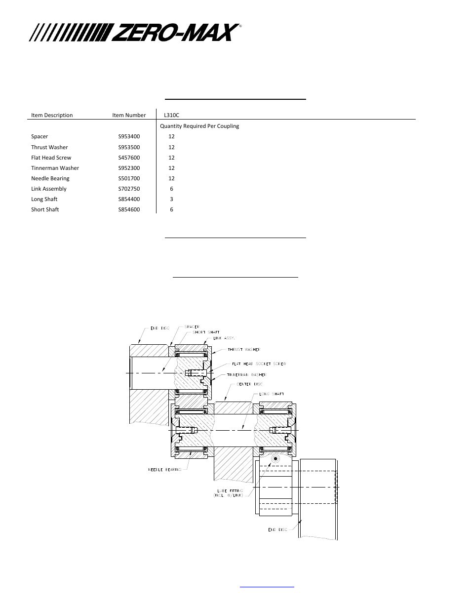 Motion control products | Zero-Max Schmidt Offset Shaft Couplings L310C User Manual | Page 2 / 2