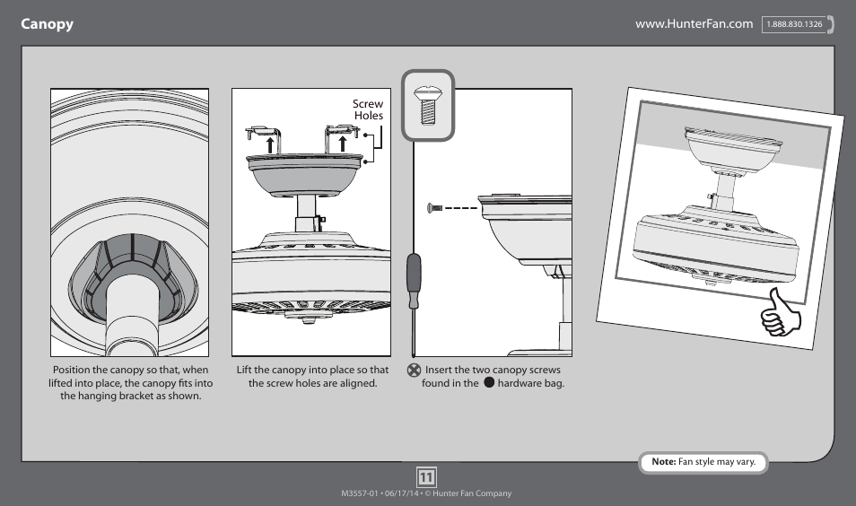 Canopy | Hunter 53095 54 Cortland User Manual | Page 11 / 18