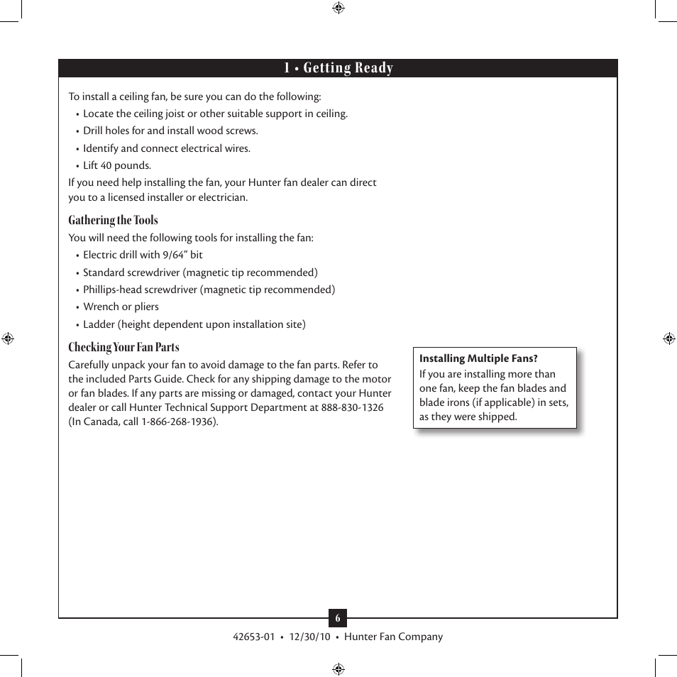 1 • getting ready | Hunter 28787 54 Claymore User Manual | Page 6 / 17