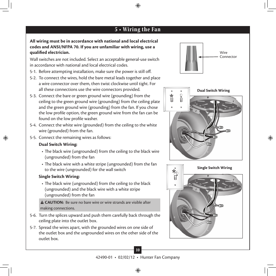 5 • wiring the fan | Hunter 28795 54 Barrington User Manual | Page 10 / 16