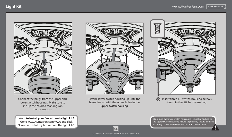 Light kit | Hunter 54156 60 Rockledge User Manual | Page 14 / 17