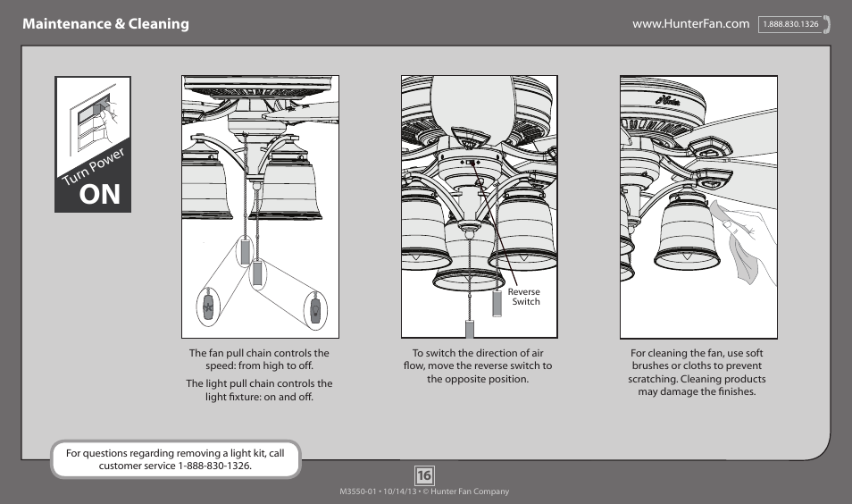 Maintenance & cleaning | Hunter 54156 60 Rockledge User Manual | Page 16 / 17