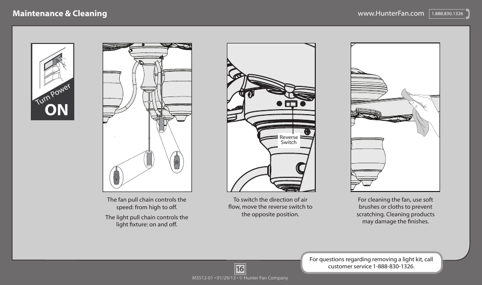 Maintenance & cleaning | Hunter 55048 70 Brayden User Manual | Page 16 / 17