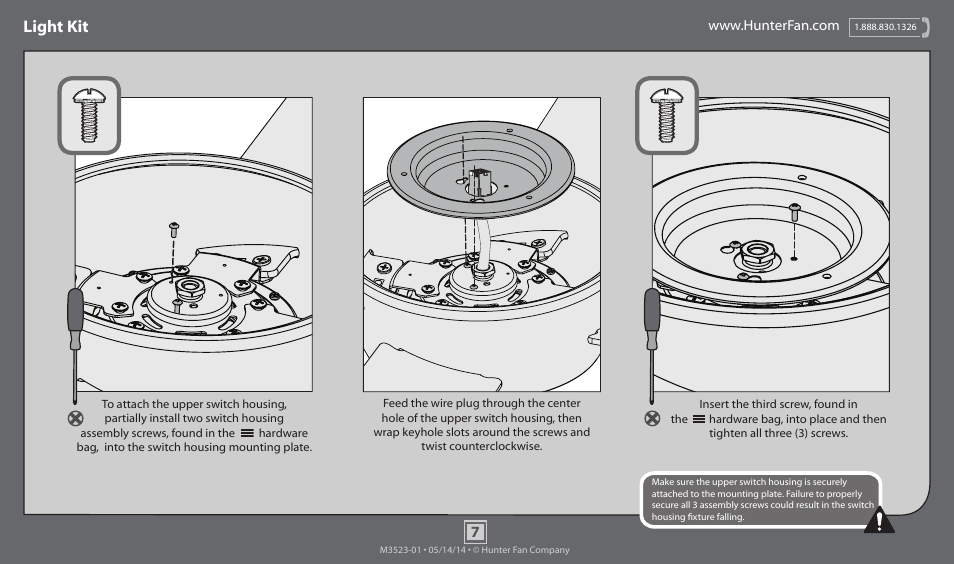 Light kit | Hunter 59035 52 Arvada User Manual | Page 7 / 20