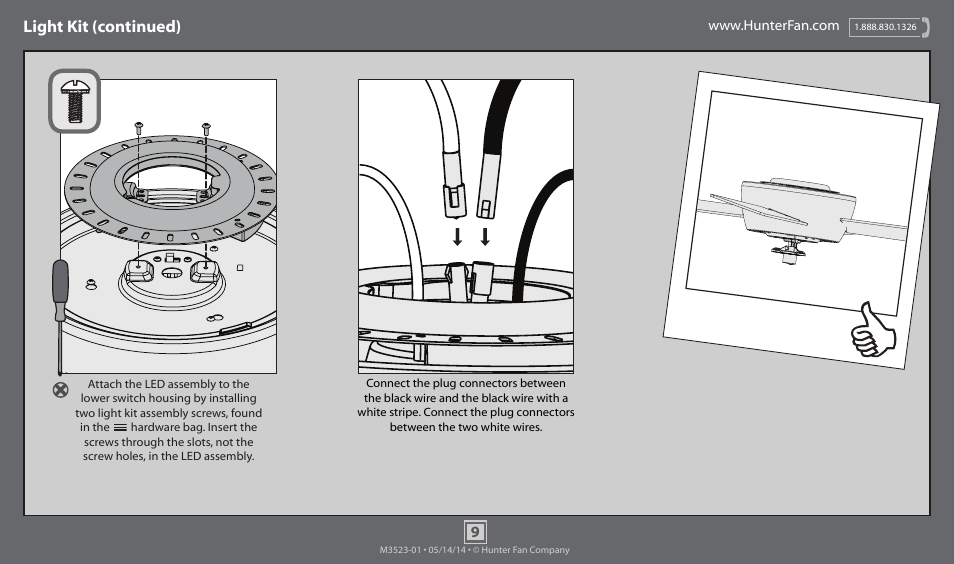 Light kit (continued) | Hunter 59035 52 Arvada User Manual | Page 9 / 20