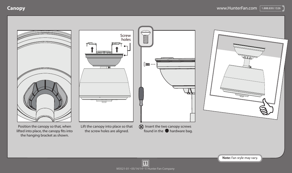 Canopy | Hunter 59039 54 Windemere User Manual | Page 11 / 18