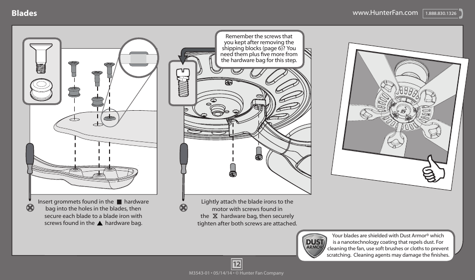 Blades | Hunter 53214 54 Granville User Manual | Page 12 / 21