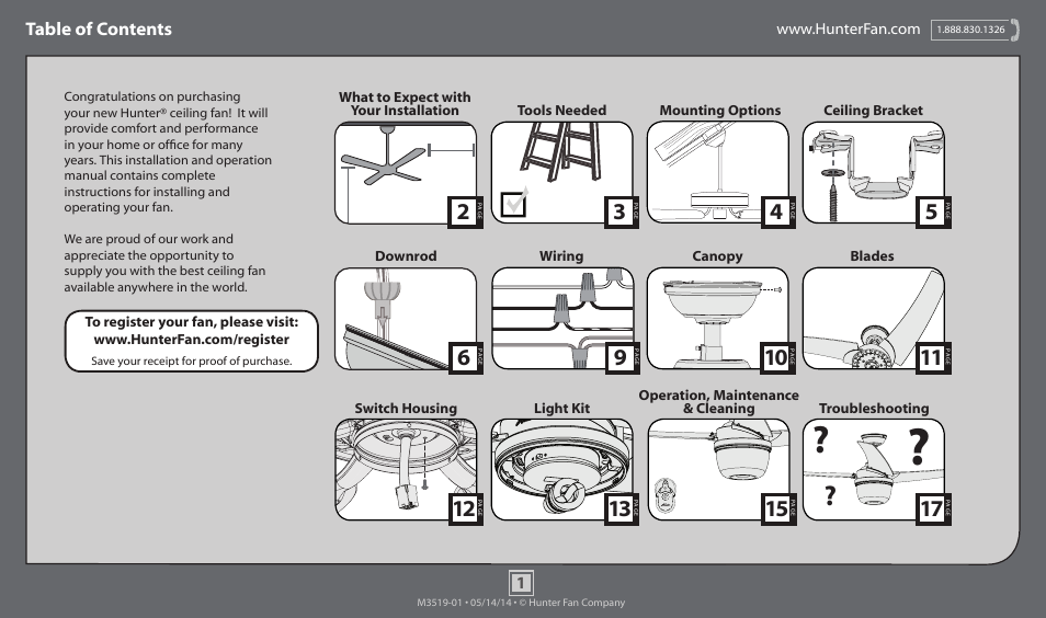 Hunter 59054 54 Eurus User Manual | 17 pages