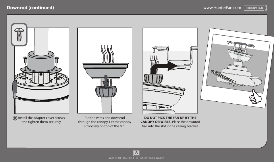 Downrod (continued) | Hunter 59054 54 Eurus User Manual | Page 8 / 17