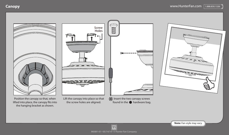 Canopy | Hunter 52096 52 Bellwood User Manual | Page 11 / 19