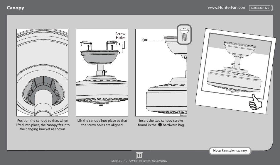 Canopy | Hunter 53134 52 Aventine User Manual | Page 11 / 17