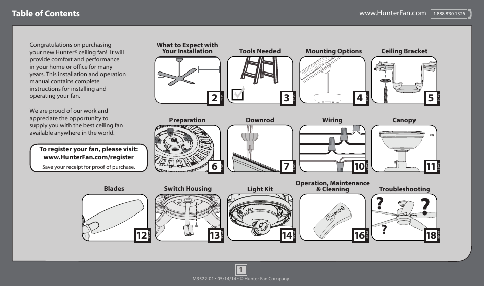 Hunter 59013 52 Contempo User Manual | 18 pages