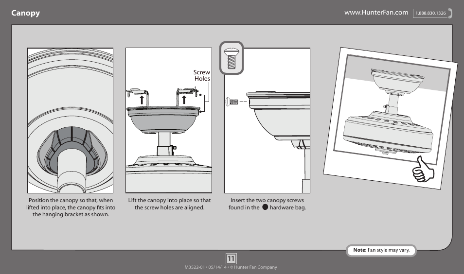 Canopy | Hunter 59013 52 Contempo User Manual | Page 11 / 18