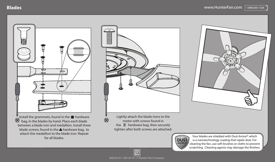Blades | Hunter 59013 52 Contempo User Manual | Page 12 / 18