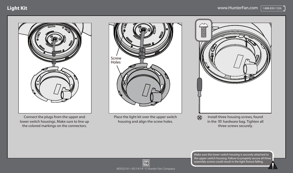 Light kit | Hunter 59013 52 Contempo User Manual | Page 14 / 18
