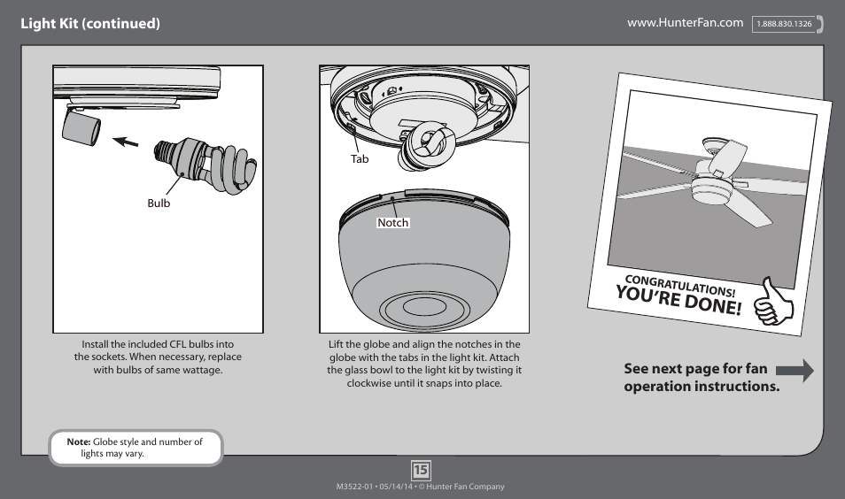 You’re done | Hunter 59013 52 Contempo User Manual | Page 15 / 18