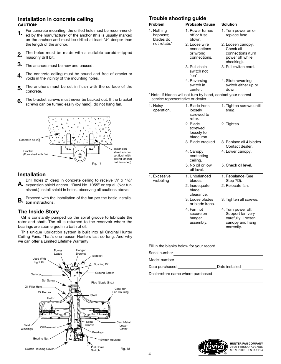 Hunter 23855 52 Classic Original User Manual | 4 pages