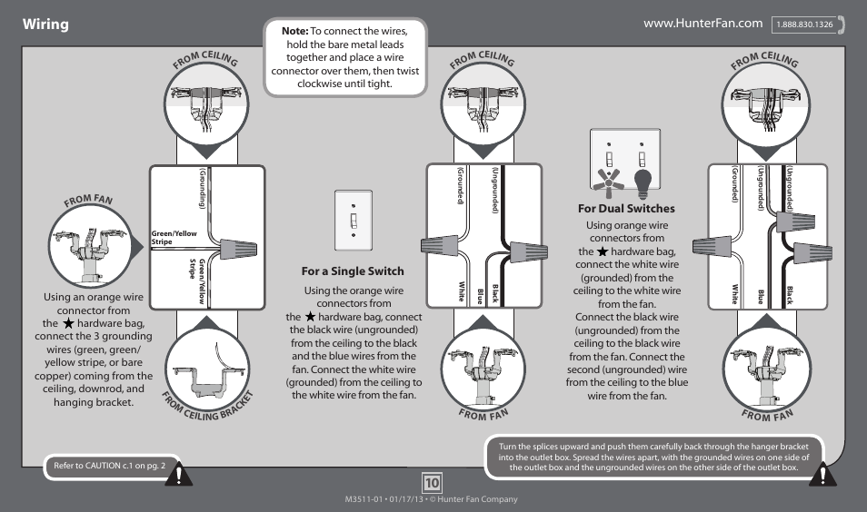 Wiring | Hunter 53022 52 Cape Breton User Manual | Page 10 / 17