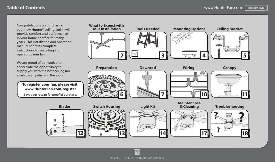 Hunter 59010 52 Domino User Manual | 18 pages