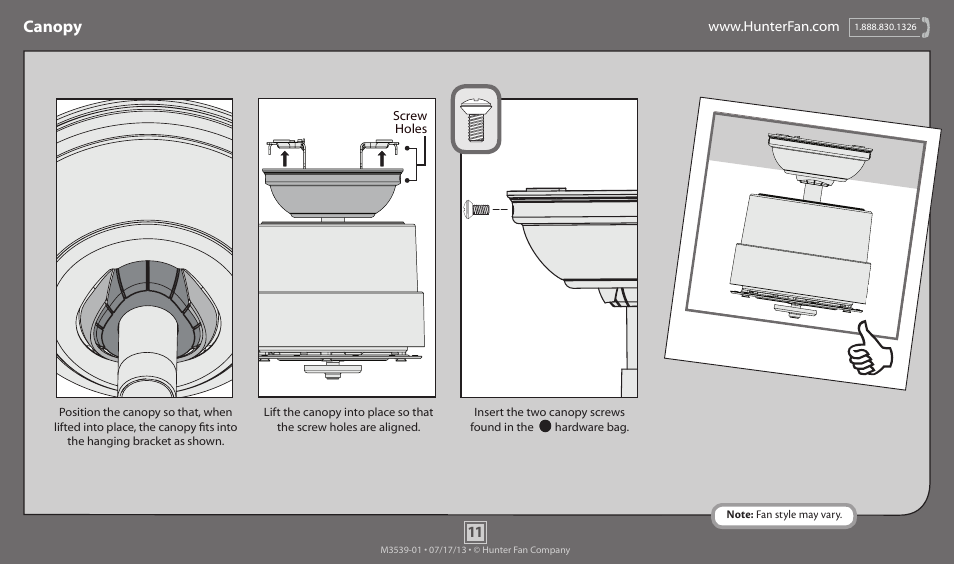Canopy | Hunter 59010 52 Domino User Manual | Page 11 / 18