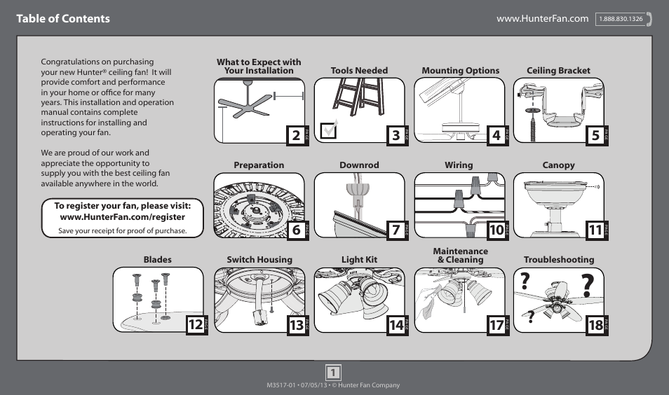 Hunter 59514 52 Cornelius User Manual | 18 pages