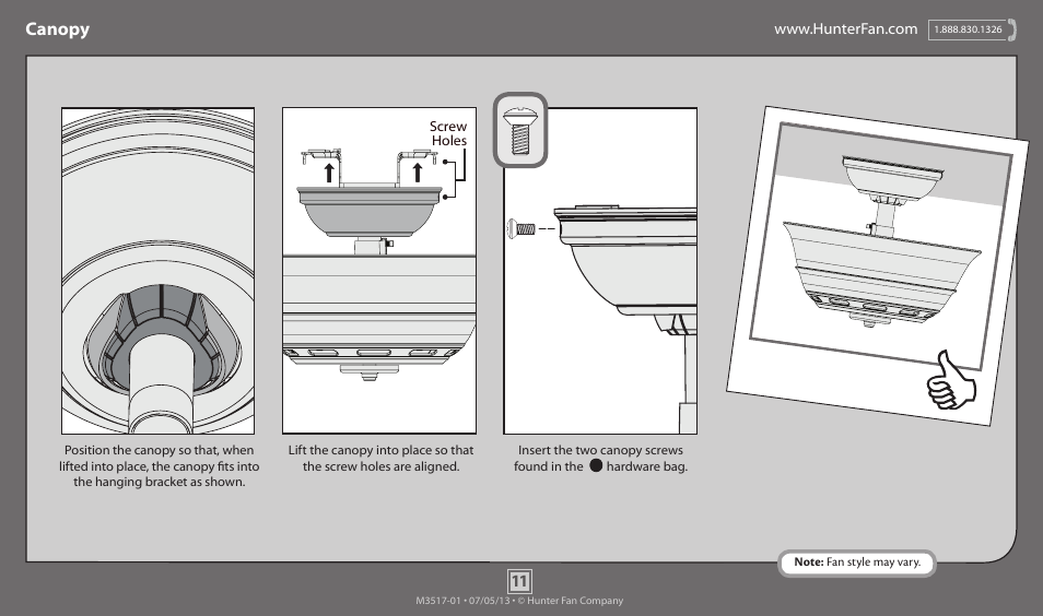 Canopy | Hunter 59514 52 Cornelius User Manual | Page 11 / 18
