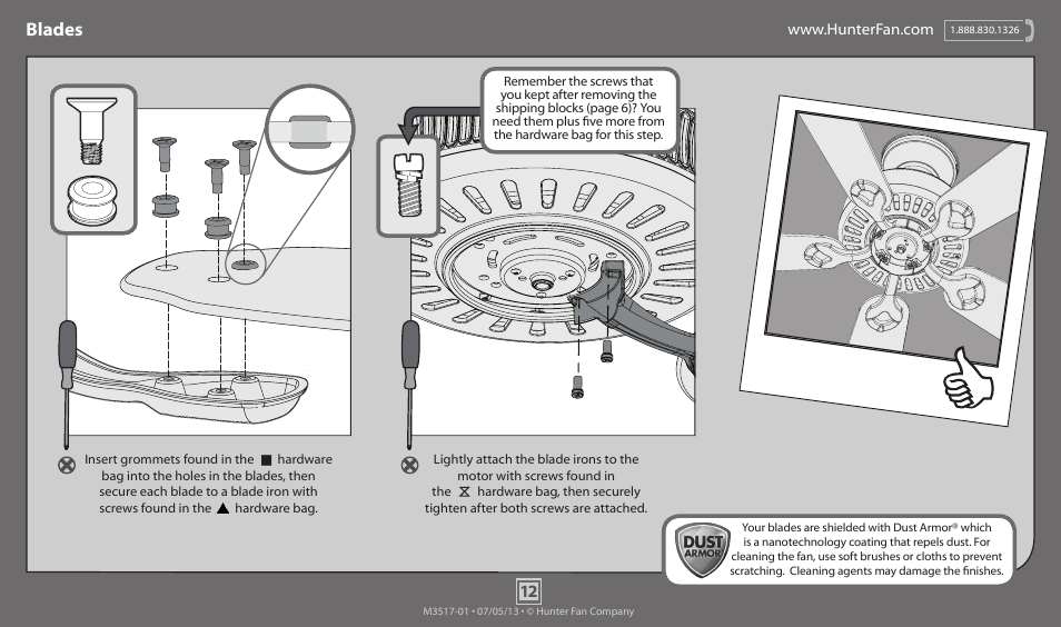 Blades | Hunter 59514 52 Cornelius User Manual | Page 12 / 18