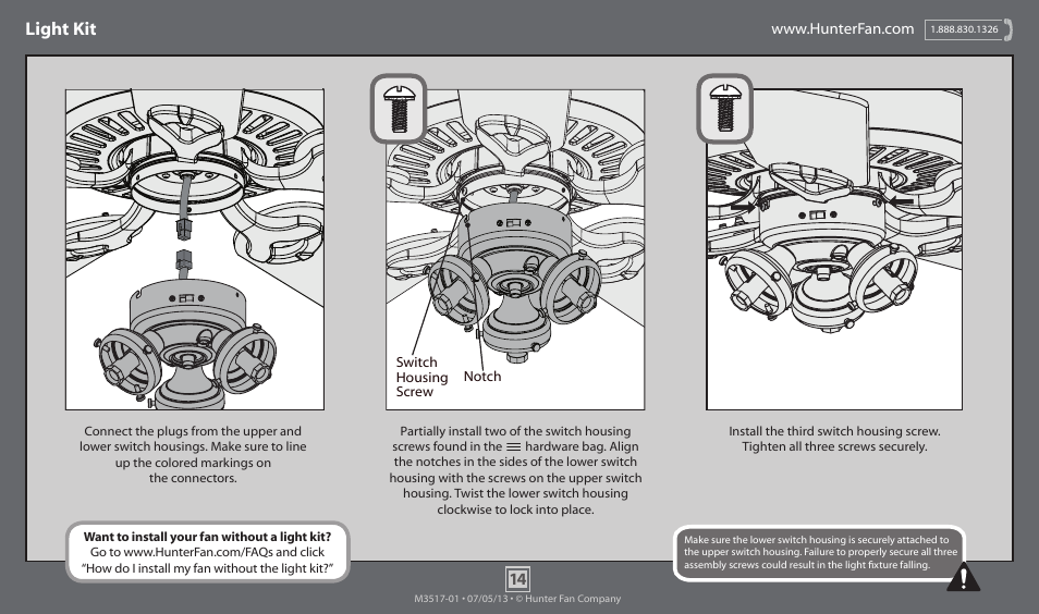 Light kit | Hunter 59514 52 Cornelius User Manual | Page 14 / 18