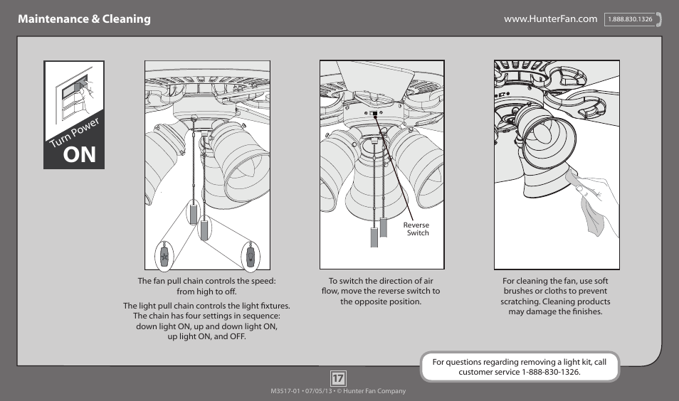 Maintenance & cleaning | Hunter 59514 52 Cornelius User Manual | Page 17 / 18