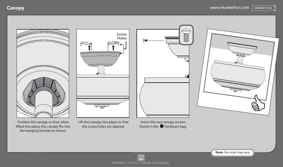 Canopy | Hunter 59539 52 Hazelwood User Manual | Page 11 / 18