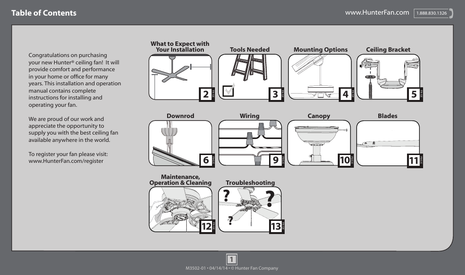 Hunter 59515 52 Five Minute Fan User Manual | 13 pages