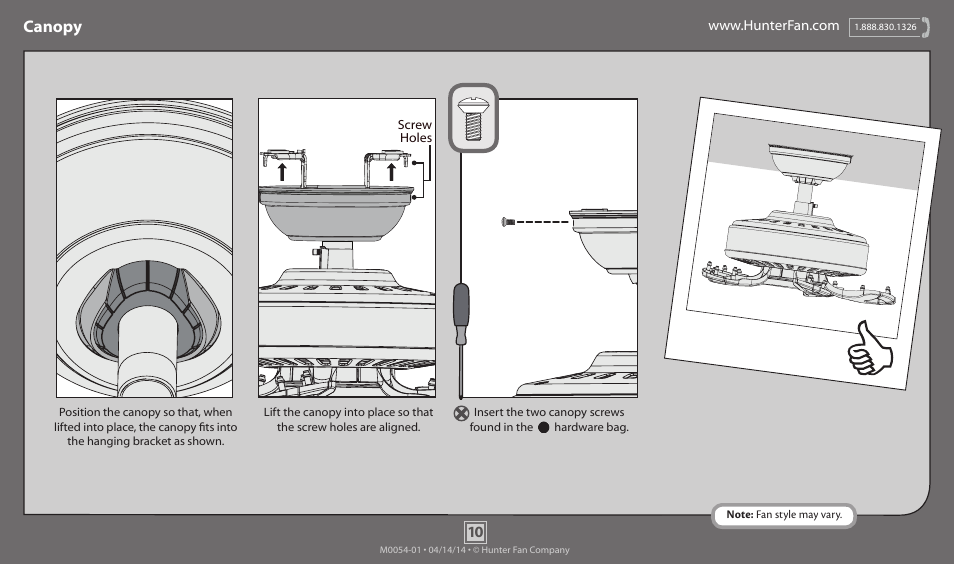 Canopy | Hunter 53015 52 Henley User Manual | Page 10 / 13