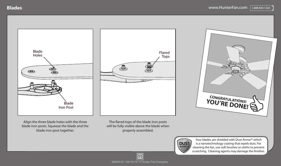 You’re done, Blades | Hunter 53015 52 Henley User Manual | Page 11 / 13
