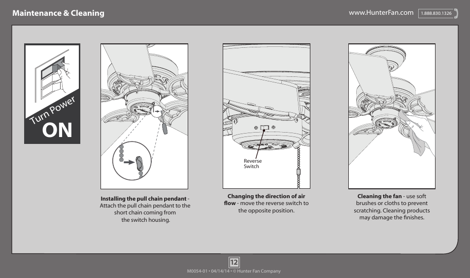 Turn p ow er | Hunter 53015 52 Henley User Manual | Page 12 / 13