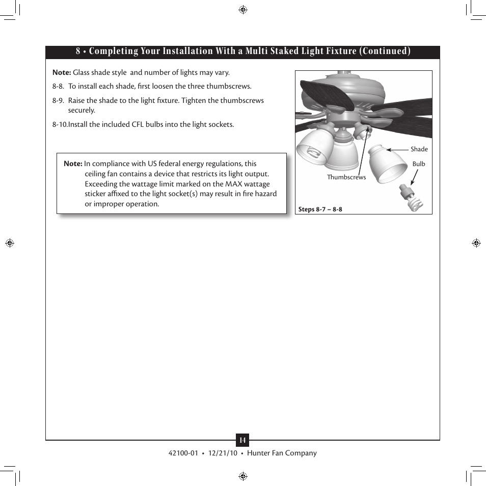 Hunter 28713 52 Highbury User Manual | Page 14 / 17