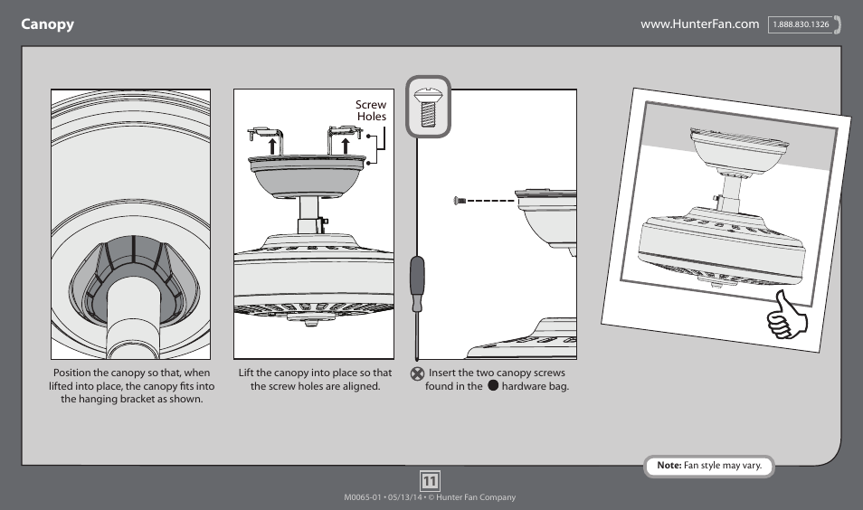 Canopy | Hunter 52005 52 Highbury User Manual | Page 11 / 20