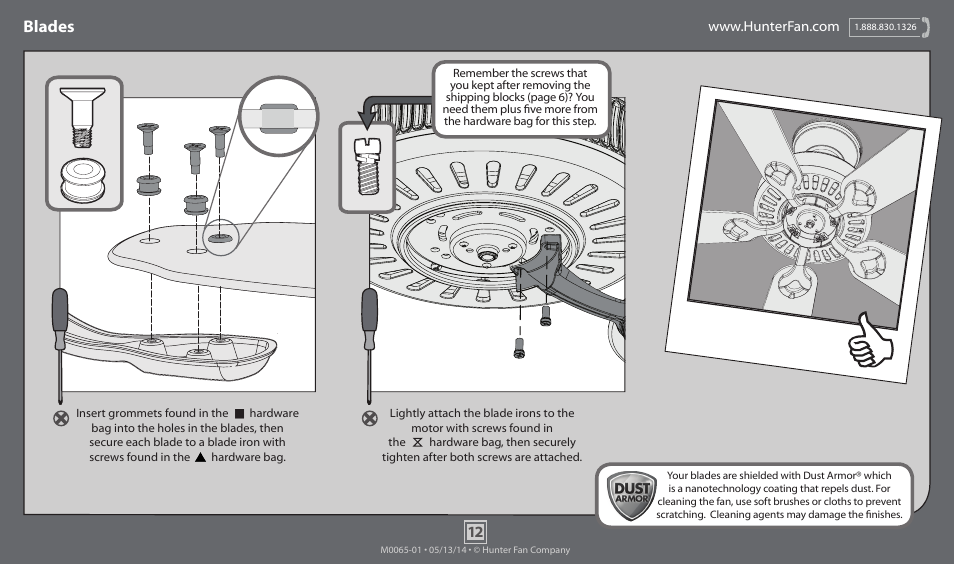 Blades | Hunter 52005 52 Highbury User Manual | Page 12 / 20