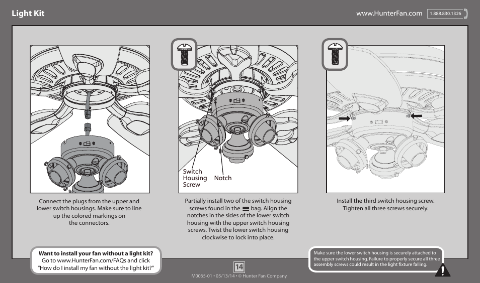 Light kit | Hunter 52005 52 Highbury User Manual | Page 14 / 20