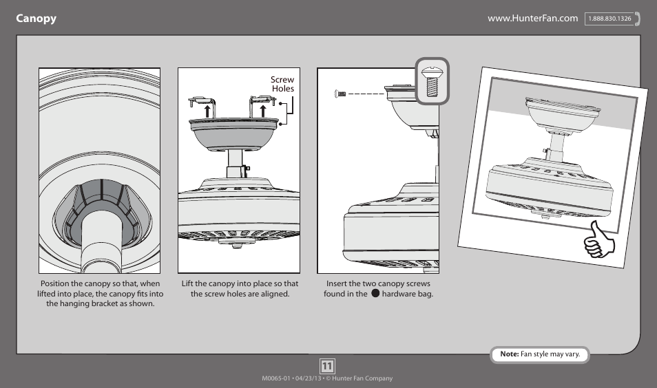 Canopy | Hunter 52007 52 Highbury User Manual | Page 11 / 20