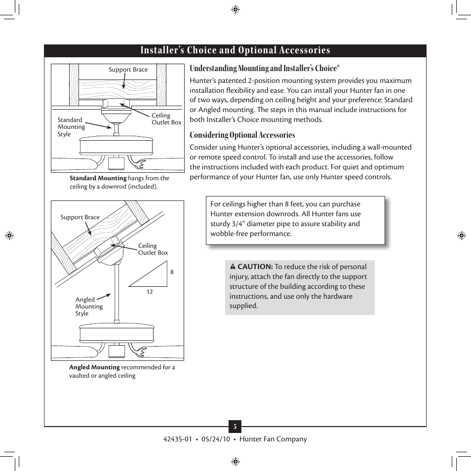 Installer’s choice and optional accessories, Understanding mounting and installer’s choice, Considering optional accessories | Hunter 28671 52 Infiniti User Manual | Page 5 / 16