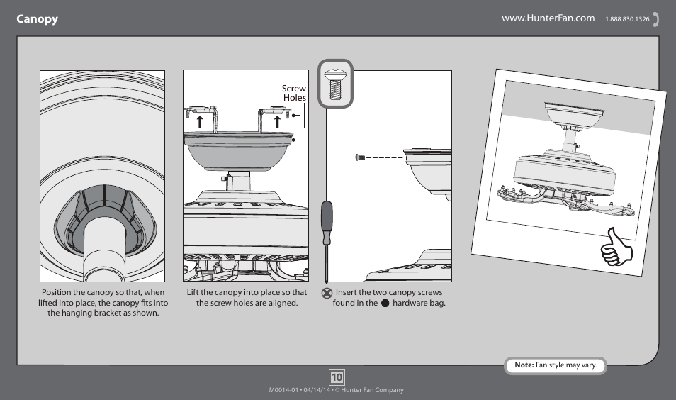 Canopy | Hunter 53006 52 Insignia User Manual | Page 10 / 15